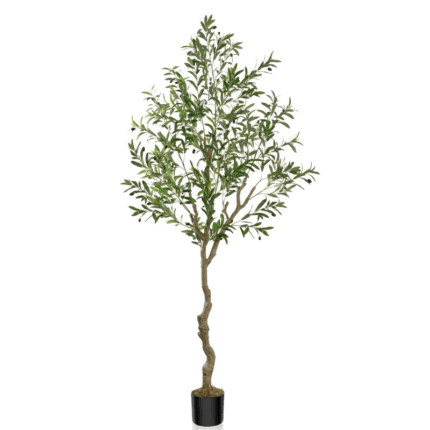 Ayalan 6-8FT Artificial Olive Tree – Faux Indoor Plant with 968 Realistic Leaves