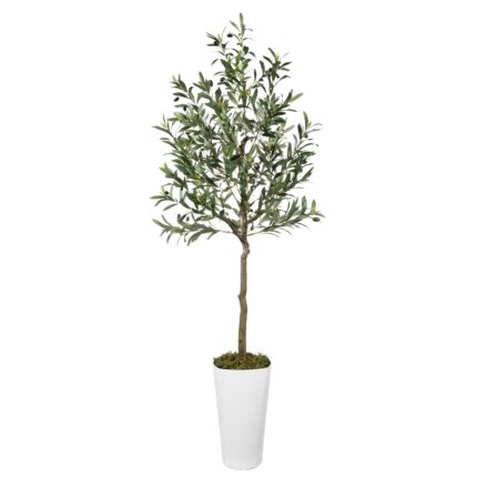 Ayalan 5-7FT Artificial Olive Tree – Faux Indoor Plant with Leaves, Branches & Fruits